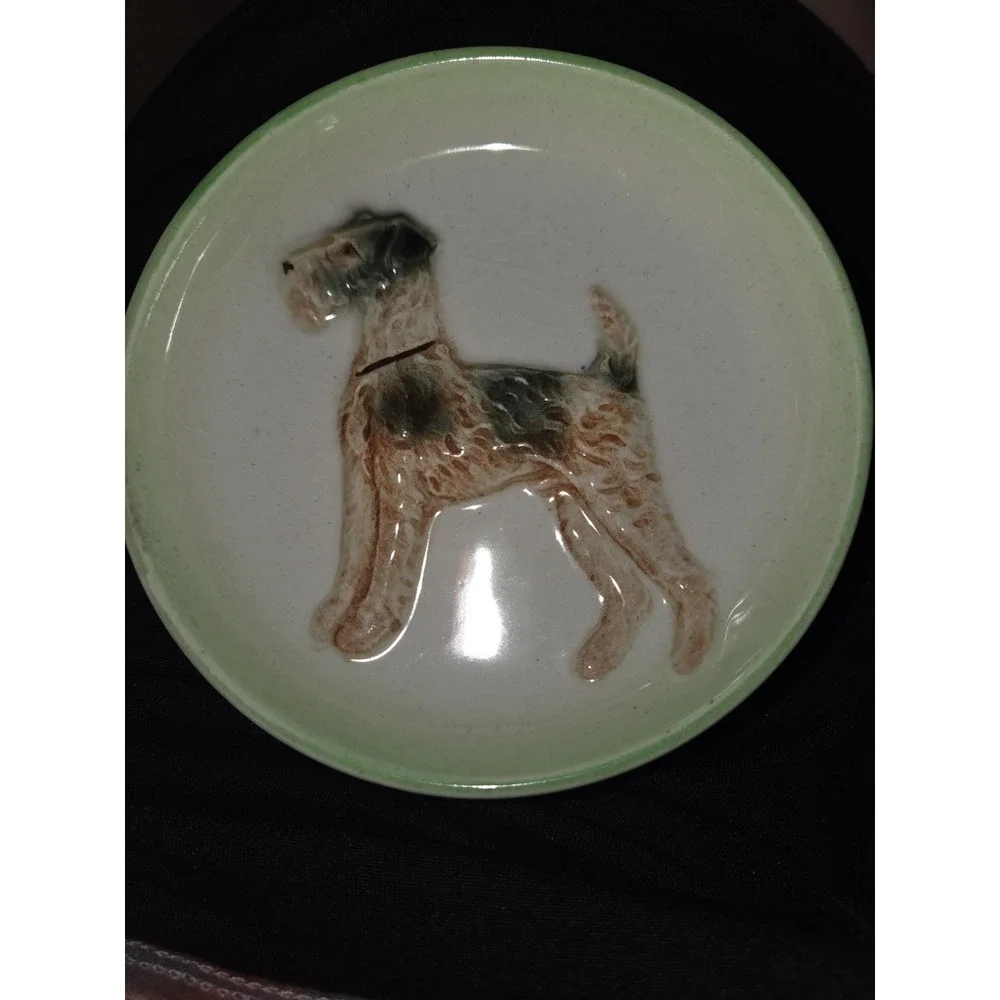 Vintage Occupied Japan Terrier,  Dish Rosetti Dog Show Premium